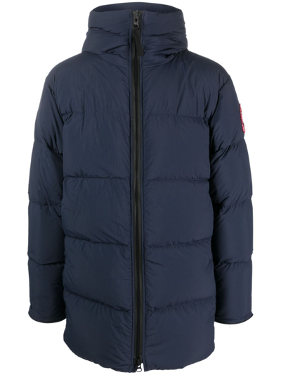 Shop Canada Goose Blue Lawrence Hooded Quilted Coat