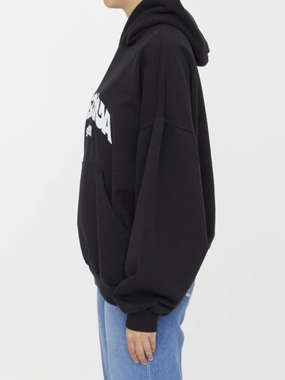 Shop Balenciaga Back Flip Logo Hoodie In Black