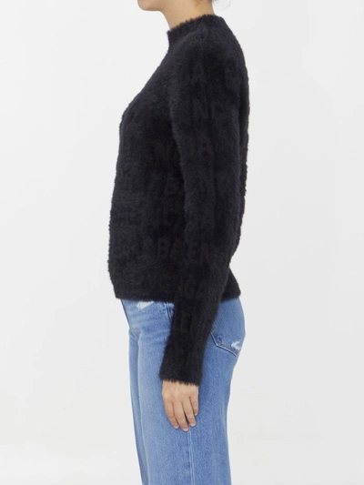 Shop Balenciaga Furry Bal Horizontal Allover Jumper In Black