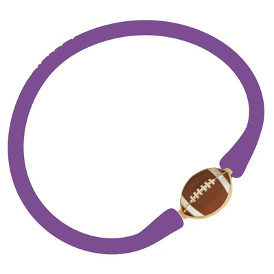 Shop Canvas Style Enamel Football Silicone Bali Bracelet In Purple
