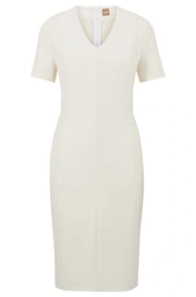 Shop Hugo Boss Slim-fit Business Dress In Stretch Fabric In White