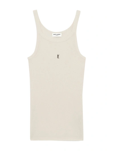 Saint Laurent Ribbed Tank Top In Nude & Neutrals