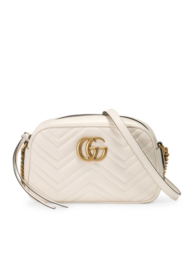 Shop Gucci Gg Marmont Quilted Shoulder Bag In White