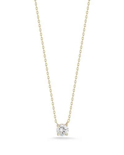 Shop Chloe & Madison Chloe And Madison 14k Over Silver Cz Solitaire Necklace