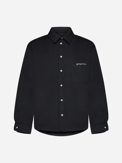 Shop Jacquemus Boulanger Padded Wool Overshirt In Black