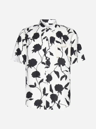 Shop Jacquemus Melo Print Linen Shirt In White,black