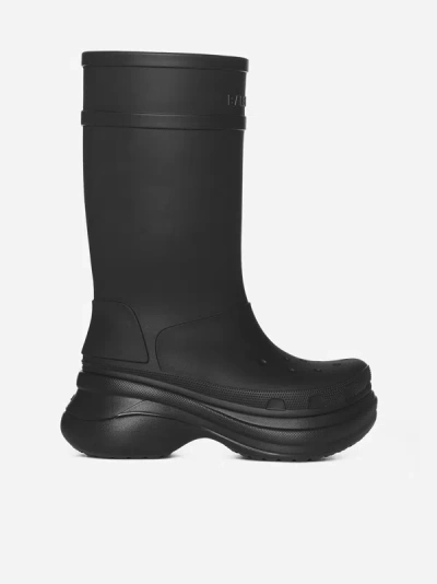 Shop Balenciaga Crocs Rubber Boots In Black