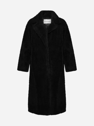 Shop Stand Studio Maria Oversized Faux Fur Coat In Black