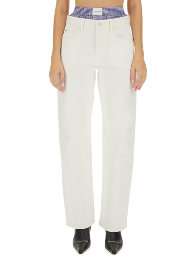 Shop Alexander Wang Skater Jeans With High Waist Boxer Shorts In White