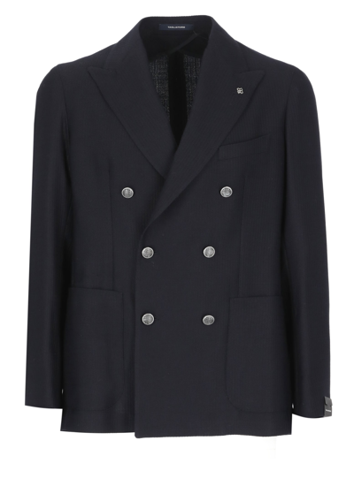 Shop Tagliatore Wool Double-breasted Jacket In Blue