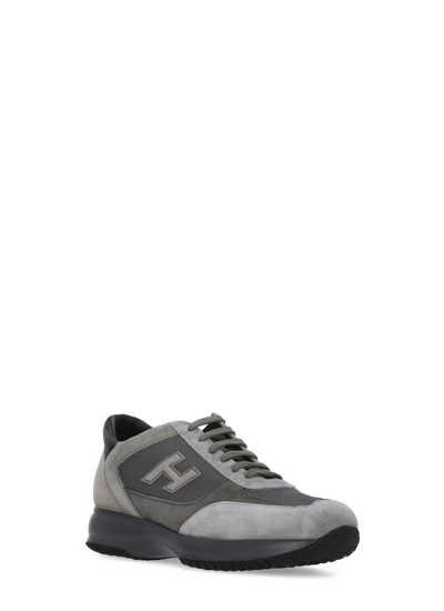 Shop Hogan Interactive H Flock Sneakers In Grey