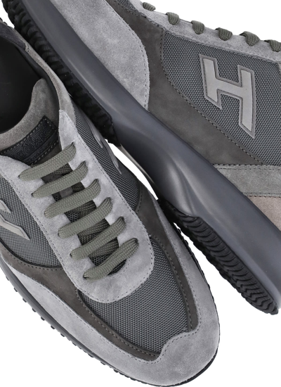 Shop Hogan Interactive H Flock Sneakers In Grey