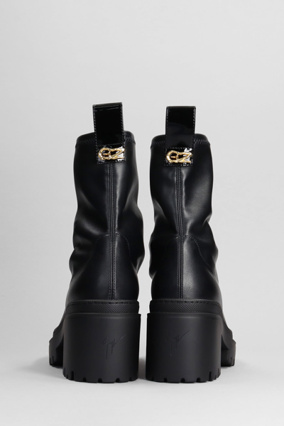 Shop Giuseppe Zanotti Vicentha Low Heels Ankle Boots In Black Leather