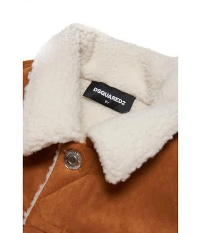 Shop Dsquared2 Waistcoat In Faux Shearling In Brown