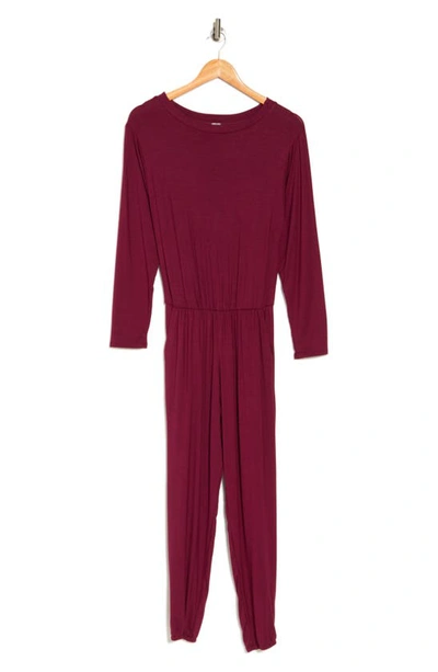 Shop Go Couture Long Sleeve Jumpsuit In Burgundy
