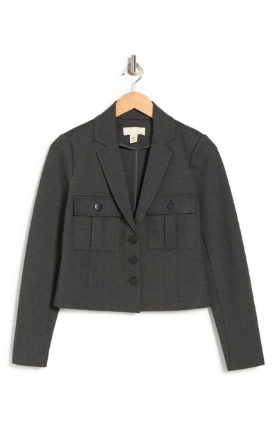 By Design Kim Crop Utility Blazer In Charcoal Heather