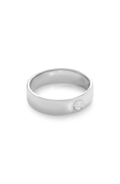 Shop Monica Vinader Essential Diamond Band Ring In Silver
