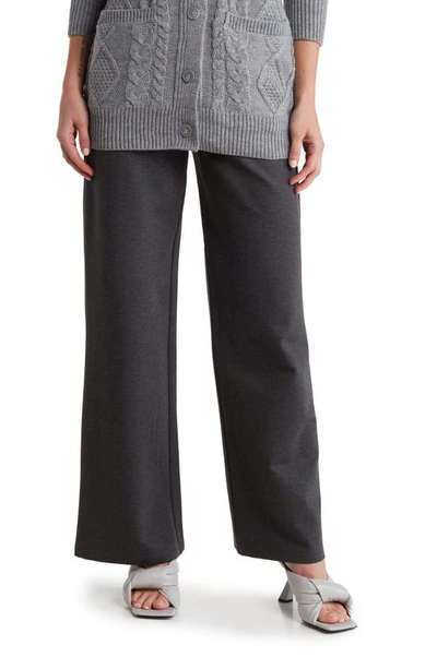 By Design Kim Wide Leg Pull-on Pants In Charcoal Heather