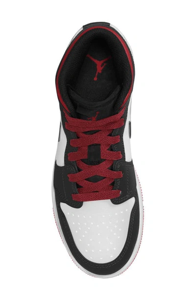 Shop Nike Kids' Air Jordan 1 Mid Sneaker In White/ Gym Red/ Black