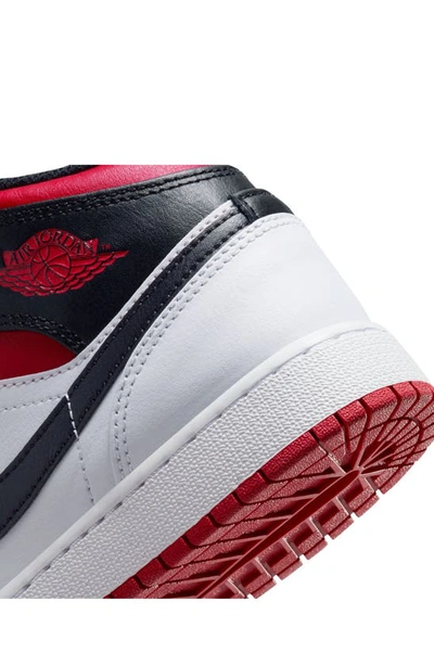 Shop Nike Kids' Air Jordan 1 Mid Sneaker In White/ Gym Red/ Black