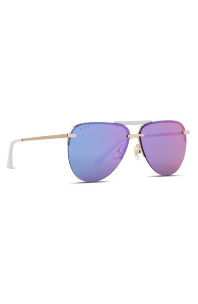 Shop Diff Tahoe 63mm Mirrored Oversize Aviator Sunglasses In Purple Mirror