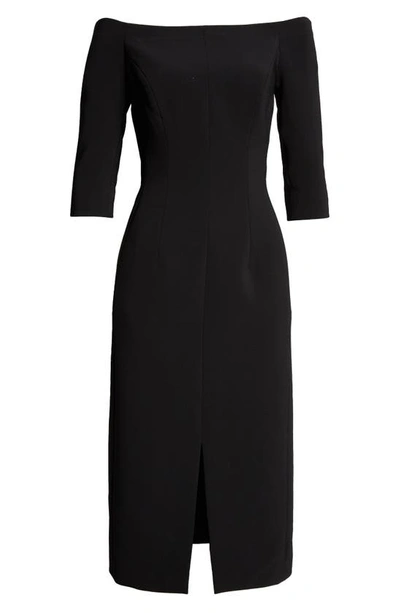 Shop Carolina Herrera Off The Shoulder Crepe Sheath Dress In Black