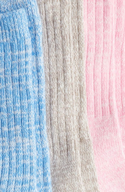 Shop Ugg Assorted 3-pack Slouchy Ribbed Crew Socks In Pinkmeadow/granite/bluelotus