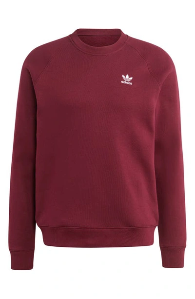 Shop Adidas Originals Trefoil Essentials Crewneck Sweatshirt In Maroon