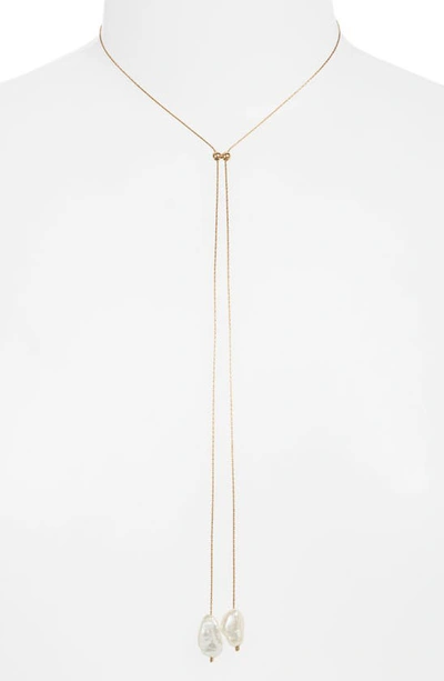 Set & Stones Elliatt Freshwater Pearl Lariat Necklace In Gold