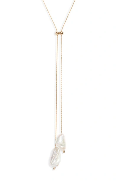 Shop Set & Stones Elliatt Freshwater Pearl Lariat Necklace In Gold