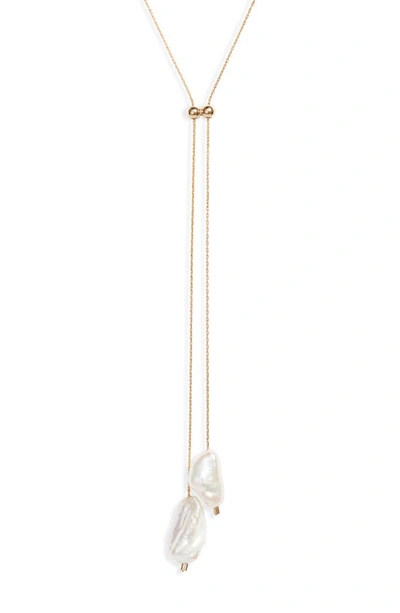 Set & Stones Elliatt Freshwater Pearl Lariat Necklace In Gold