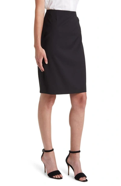 Shop Hugo Boss Boss Viileah Virgin Wool Pencil Skirt In Black