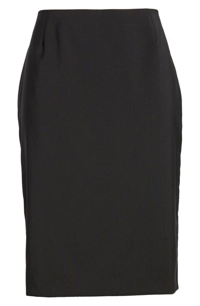 Hugo Boss Slim-fit Pencil Skirt In Virgin Wool In Black