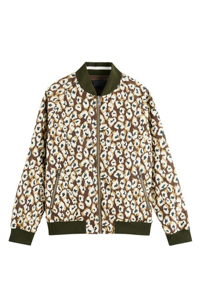 Shop Scotch & Soda Reversible Recycled Polyester Bomber Jacket In Taupe Animal