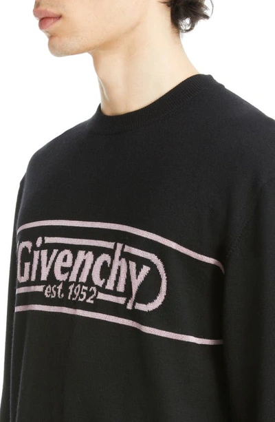 Shop Givenchy Logo Merino Wool Sweater In Black/ Pink