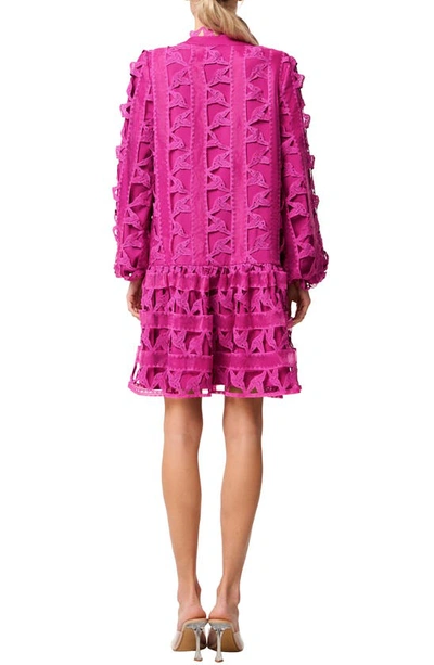 Shop Ciebon Wylla Humbird Lace & Organza Drop Waist Dress In Hot Pink