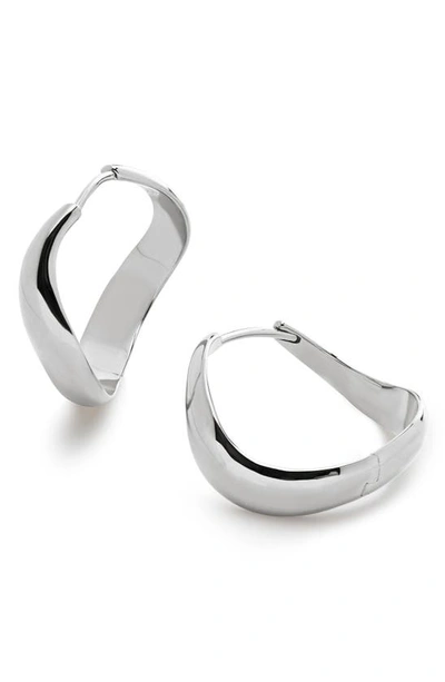 Shop Monica Vinader Medium Swirl Hoop Earrings In Sterling Silver