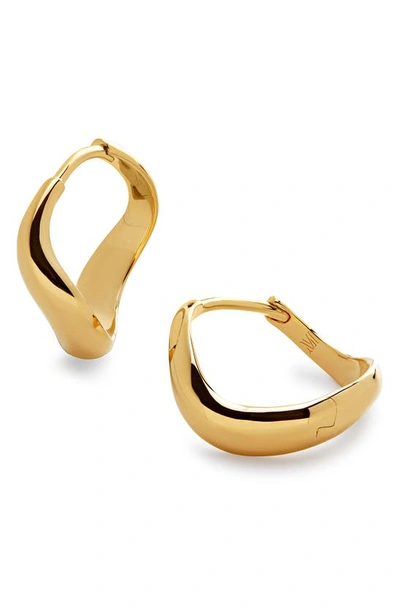 Shop Monica Vinader Small Swirl Hoop Earrings In 18ct Gold Vermeil
