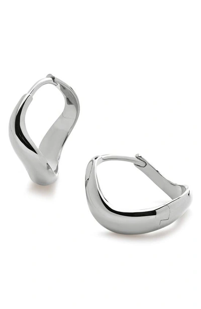 Shop Monica Vinader Small Swirl Hoop Earrings In Sterling Silver