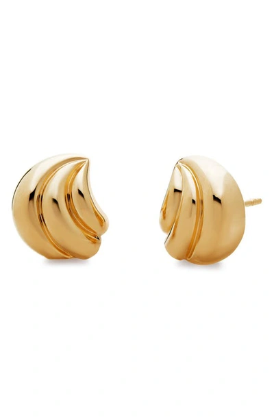 Shop Monica Vinader Swirl Stud Earrings In 18ct Gold Vermeil