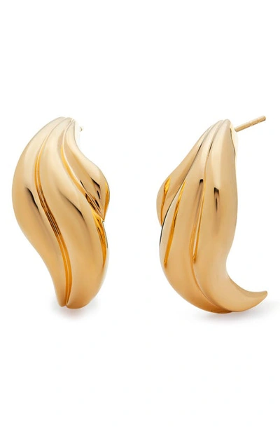 Shop Monica Vinader Bold Swirl Stud Earrings In 18ct Gold Vermeil