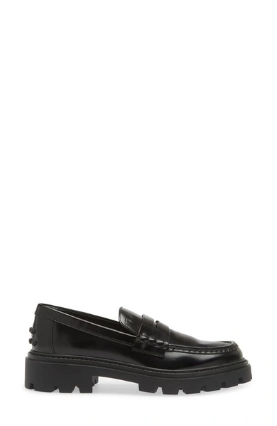 Tod's Lug Sole Penny Loafer In Black