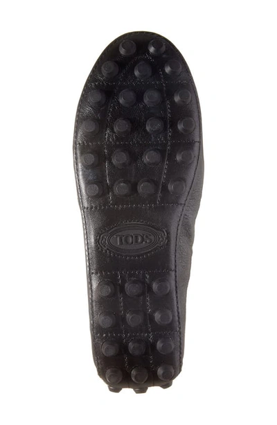 Tod's Black Leather Ballet Flats With Gathered Elasticized Trim In Black