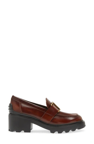 Shop Tod's Platform Loafer In Dark Leather