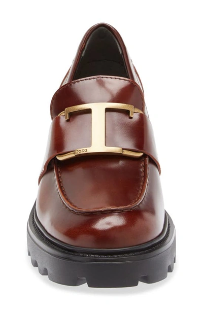 Shop Tod's Platform Loafer In Dark Leather