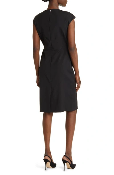 Shop Hugo Boss Dironah Virgin Wool Sheath Dress In Black