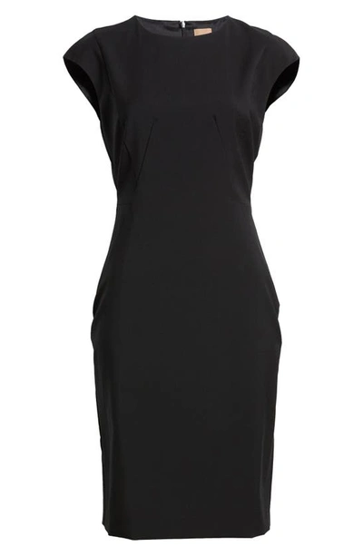 Hugo Boss Dironah Virgin Wool Sheath Dress In Black