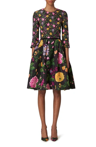 Shop Carolina Herrera Mixed Floral Dress In Black Multi