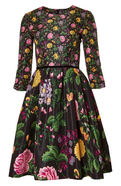 Shop Carolina Herrera Mixed Floral Dress In Black Multi