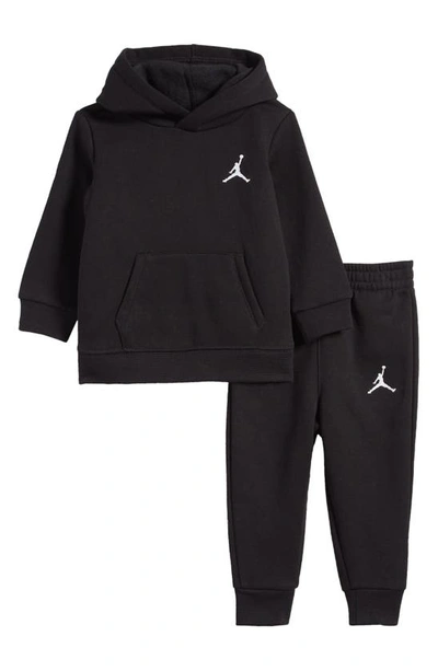 Shop Jordan Essentials Cotton Blend Fleece Hoodie & Joggers Set In Black